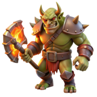 serene rustic Menacing Orc Chieftain with Battleaxe genuine png
