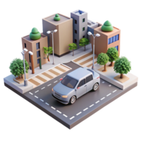 vibrant modern A Self Driving Car Navigating a Busy Int high quality png