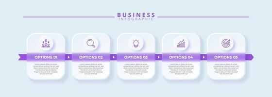 Infographic labels with icons and 5 options or steps. Suitable for process diagrams, presentations, workflow layouts, banners, flow charts, and infographics. vector