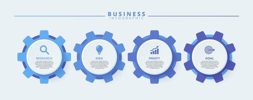 Infographic template featuring 4 steps with icons, designed for business concepts. Ideal for presentations, banners, workflow layouts, process diagrams, flowcharts, and data visualization. vector