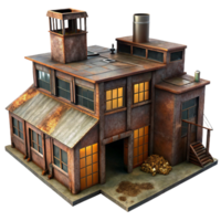serene rustic An Abandoned Industrial Factory Dimly Li high quality png