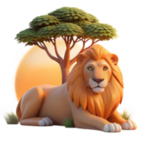 dramatic rustic A Regal Lion Pride Resting Beneath the Shad professional png
