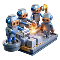 dramatic rustic A Group of Robots Working on an Assembly professional png