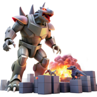 impressive traditional A Giant Robot Battling a Monstrous Crea high resolution png
