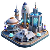 dramatic artistic A Futuristic Spaceport with Sleek Spaceshi png