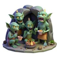 extraordinary rustic A Group of Goblins Feasting in a Dimly Li 4K png