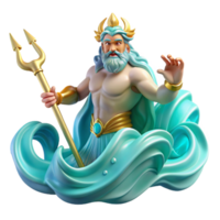 magnificent rustic Poseidon Commanding the Waves with His Tr premium png