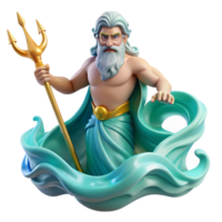 serene artistic Poseidon Commanding the Waves with His Tr professional png