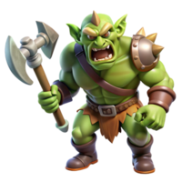 serene artistic Orc Warrior with Giant Axe detailed png