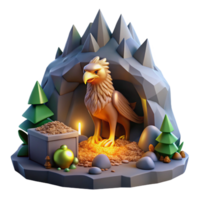 wonderful modern Griffon Guarding Treasure Hoard original png