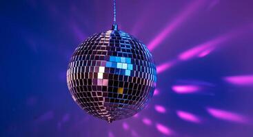 Shimmering disco ball casting vibrant hues in a mesmerizing dance of light and color photo