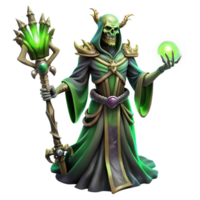 beautiful minimalist A Powerful Lich Casting a Spell in a Dar detailed png