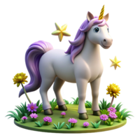 beautiful minimalist A Regal Unicorn with a Golden Horn Standi original png