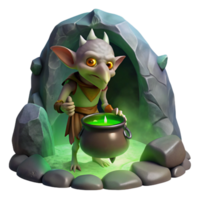 wonderful creative A Cunning Goblin Shaman Brewing a Potion high resolution png