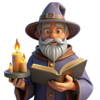 magnificent vintage A Wise Old Wizard Reading a Spellbook in H high resolution png