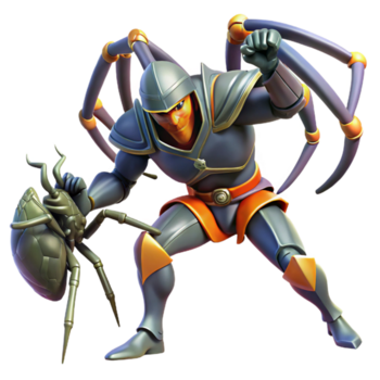 deslumbrante rústico uma heróico cavaleiro lutando uma gigante aranha profissional png