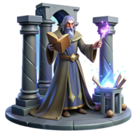 serene modern A Powerful Wizard Casting a Spell Within A original png