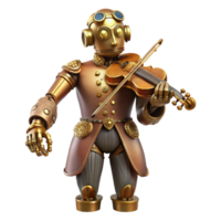 elegant artistic A Steampunk Automaton Playing a Violin high resolution png