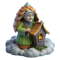 serene artistic A Wise Old Baba Yaga Residing in Her Ch authentic png