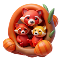 magnificent modern A Family of Red Pandas Cuddling in a Tree professional png
