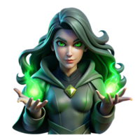 serene minimalist Portrait of a Powerful Sorceress with Flow premium png