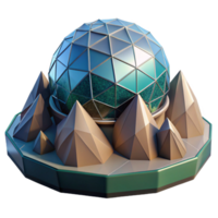 dramatic creative Floating Geodesic Dome Nestled in a Mount exclusive png