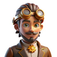 serene artistic Portrait of a Steampunk Inventor with Go png