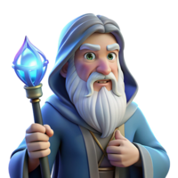 vibrant rustic Portrait of a Wise Old Wizard with a Long original png