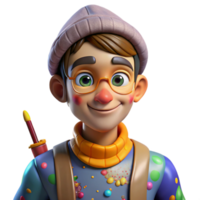 dramatic vintage Portrait of a Quirky Artist with Paint Spl high resolution png