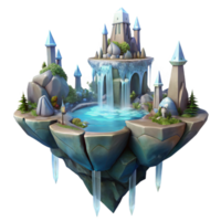 serene creative A Floating Island with Cascading Waterfall original png