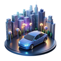 beautiful artistic A Self Driving Car Navigating a Futuristi high quality png