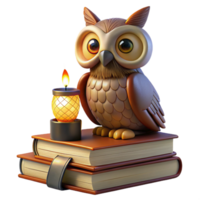 extraordinary artistic Wise Old Owl on Ancient Books high resolution png
