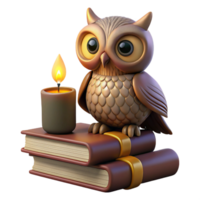 magnificent abstract Wise Old Owl on Ancient Books png