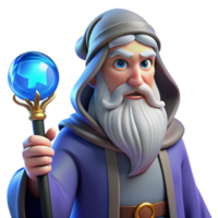 extraordinary artistic Portrait of a Wise Old Wizard with a Lon professional png