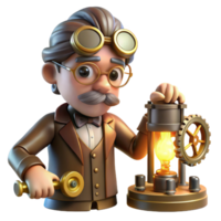 stunning rustic A Lone Steampunk Inventor Goggles Down authentic png