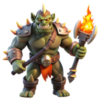 impressive creative Orc Chieftain with Flaming Sword exclusive png
