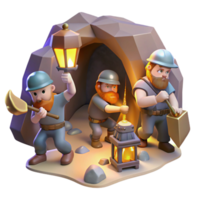 stunning rustic A Group of Dwarves Mining for Gems in A genuine png