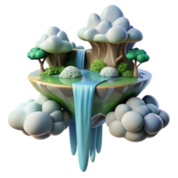 serene rustic A Floating Island with Waterfalls Cascadin original png