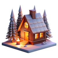 serene traditional A Cozy Cabin in a Snowy Forest Warm Fire high resolution png