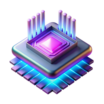 levendig abstract een single microchip emitting binair code een png