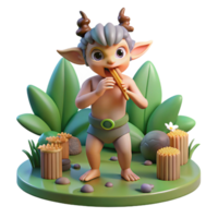 wonderful minimalist A Mischievous Satyr Playing a Pan Flute In professional png