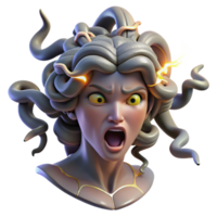 serene rustic A Fearsome Medusa with Snakes Writhing In high resolution png