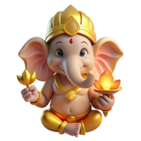 vibrant minimalist A Wise Ganesha with the Head of an Elepha authentic png