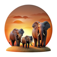 stunning rustic A Group of African Elephants Silhouetted png