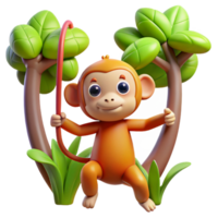 stunning rustic A Curious Monkey Swinging Through the Tre png