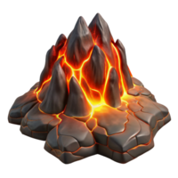 serene minimalist A Flowing River of Lava Illuminated by Th authentic png