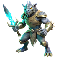 elegant rustic A Fierce Dragonborn Warrior Wielding a Glo authentic png