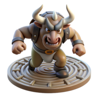 serene modern A Fearsome Minotaur Charging Through a La original png