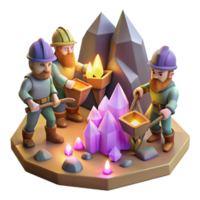 vibrant traditional A Group of Dwarves Mining for Gems in a C premium png