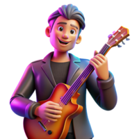 impressive rustic Portrait of a Stylish Musician with a Gui original png